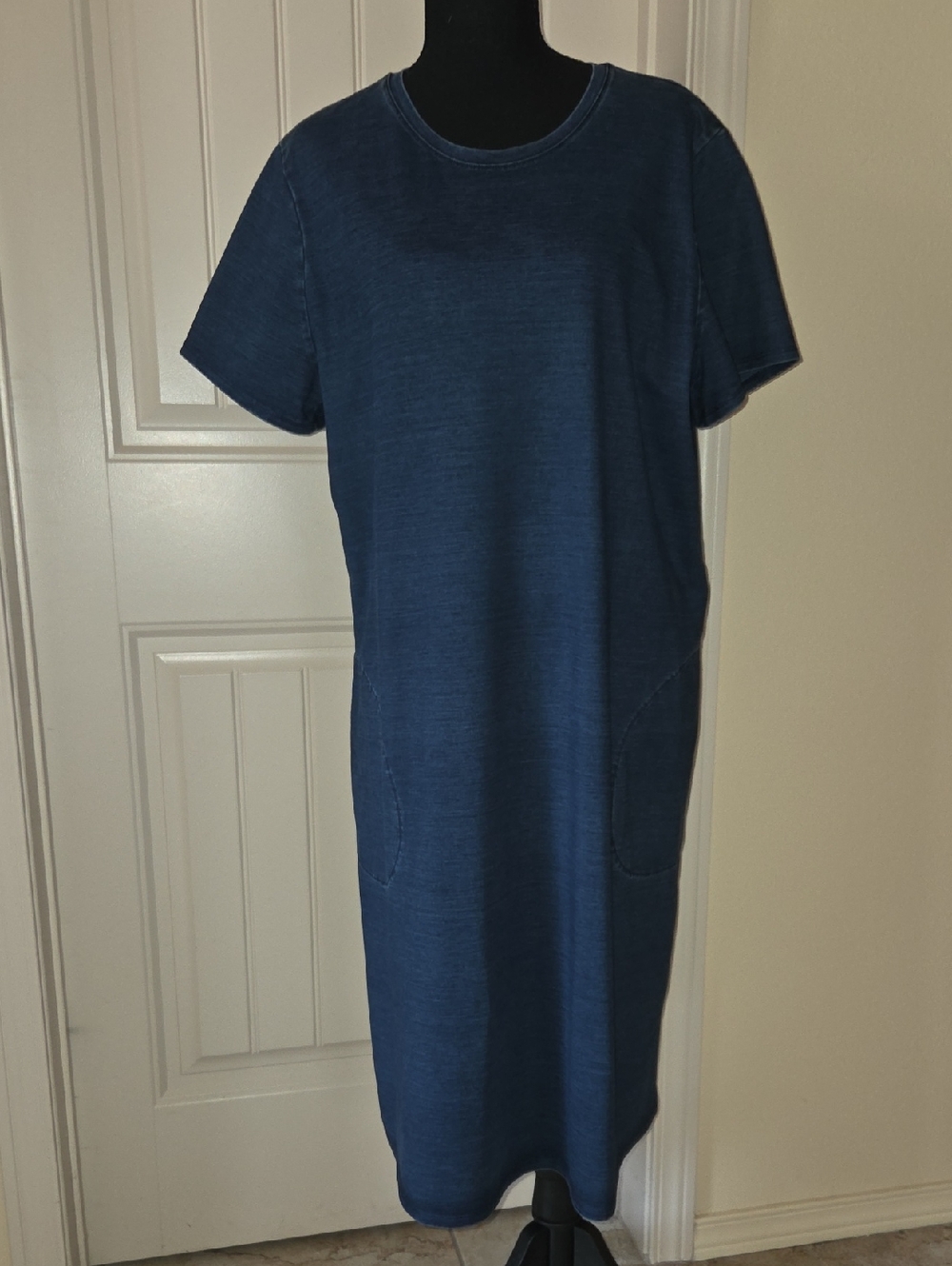 J. Jill Pure Jill Indigo Blue Short Sleeve Knee Length Dress, Size L